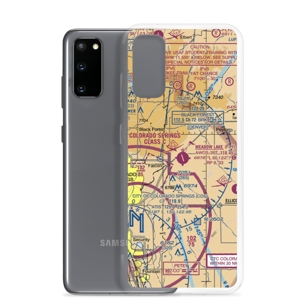 Meadow Lake Airport (FLY) VFR Sectional Samsung Case Samsung Galaxy S20 model shown