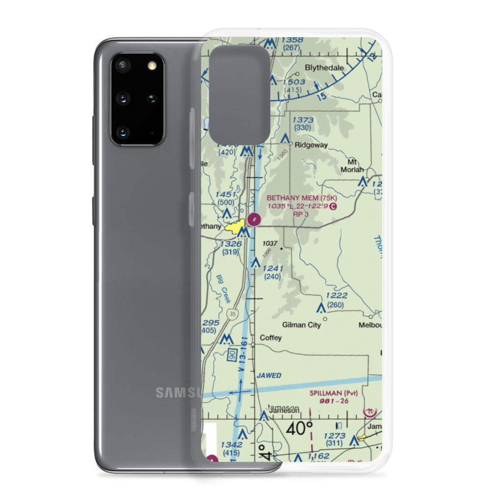 Meadows Airport (MO53) VFR Sectional Samsung Case Samsung Galaxy S20 Plus model shown