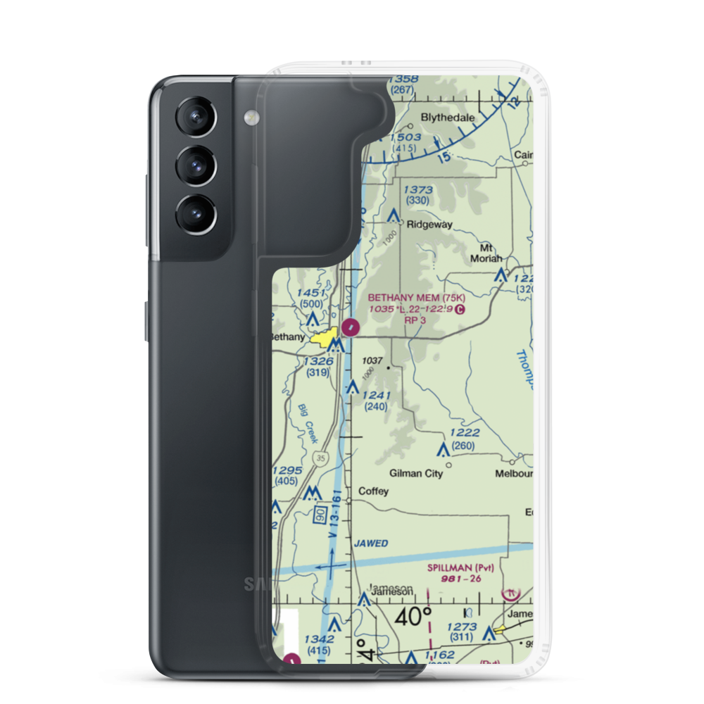 Meadows Airport (MO53) VFR Sectional Samsung Case Samsung Galaxy S21 model shown