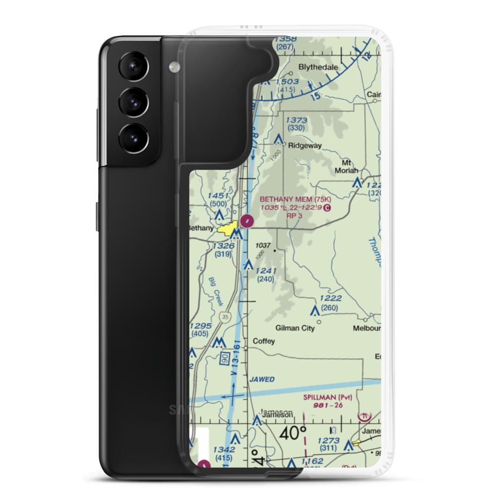 Meadows Airport (MO53) VFR Sectional Samsung Case Samsung Galaxy S21 Plus model shown