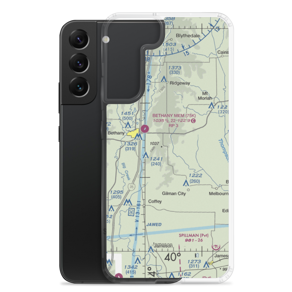 Meadows Airport (MO53) VFR Sectional Samsung Case Samsung Galaxy S22 Plus model shown