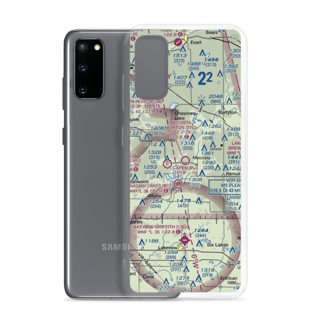 Mecosta Morton Airport (27C) VFR Sectional Samsung Case Samsung Galaxy S20 model shown