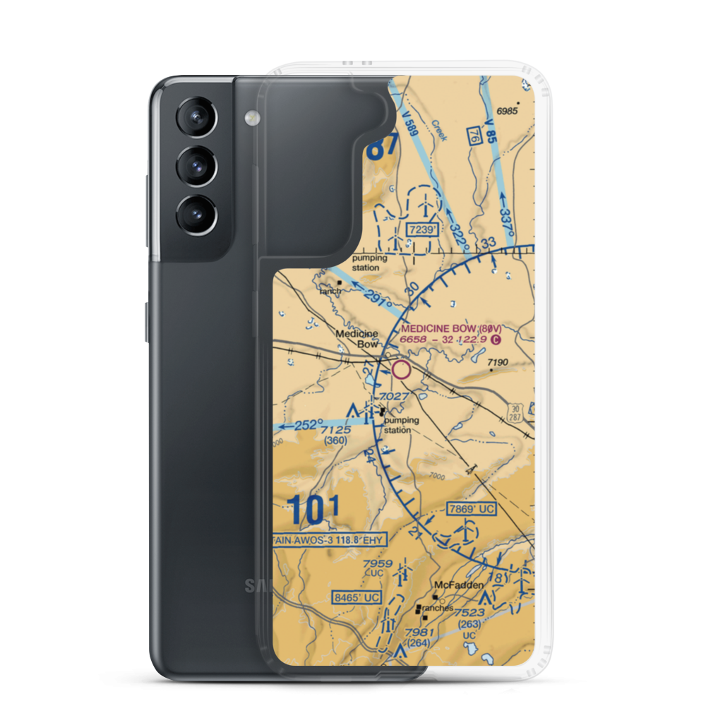 Medicine Bow Airport (80V) VFR Sectional Samsung Case Samsung Galaxy S21 model shown