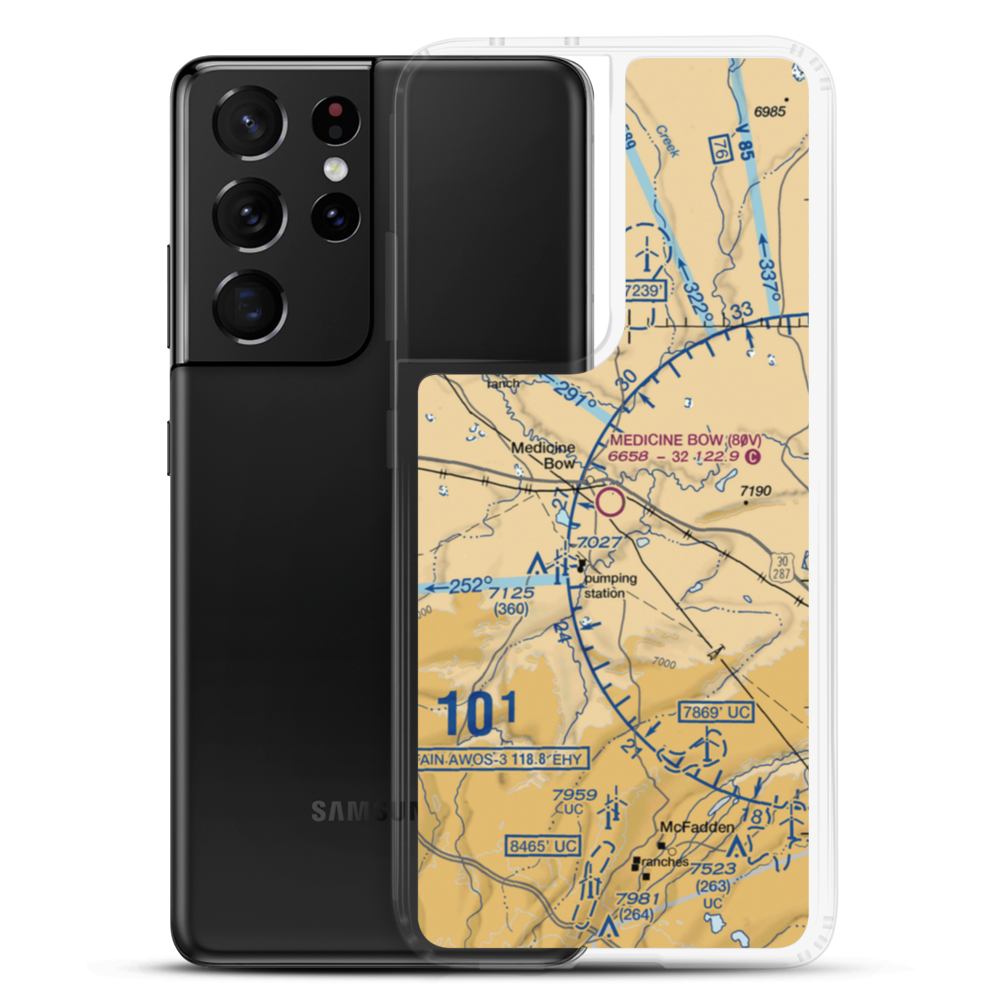 Medicine Bow Airport (80V) VFR Sectional Samsung Case Samsung Galaxy S21 Ultra model shown