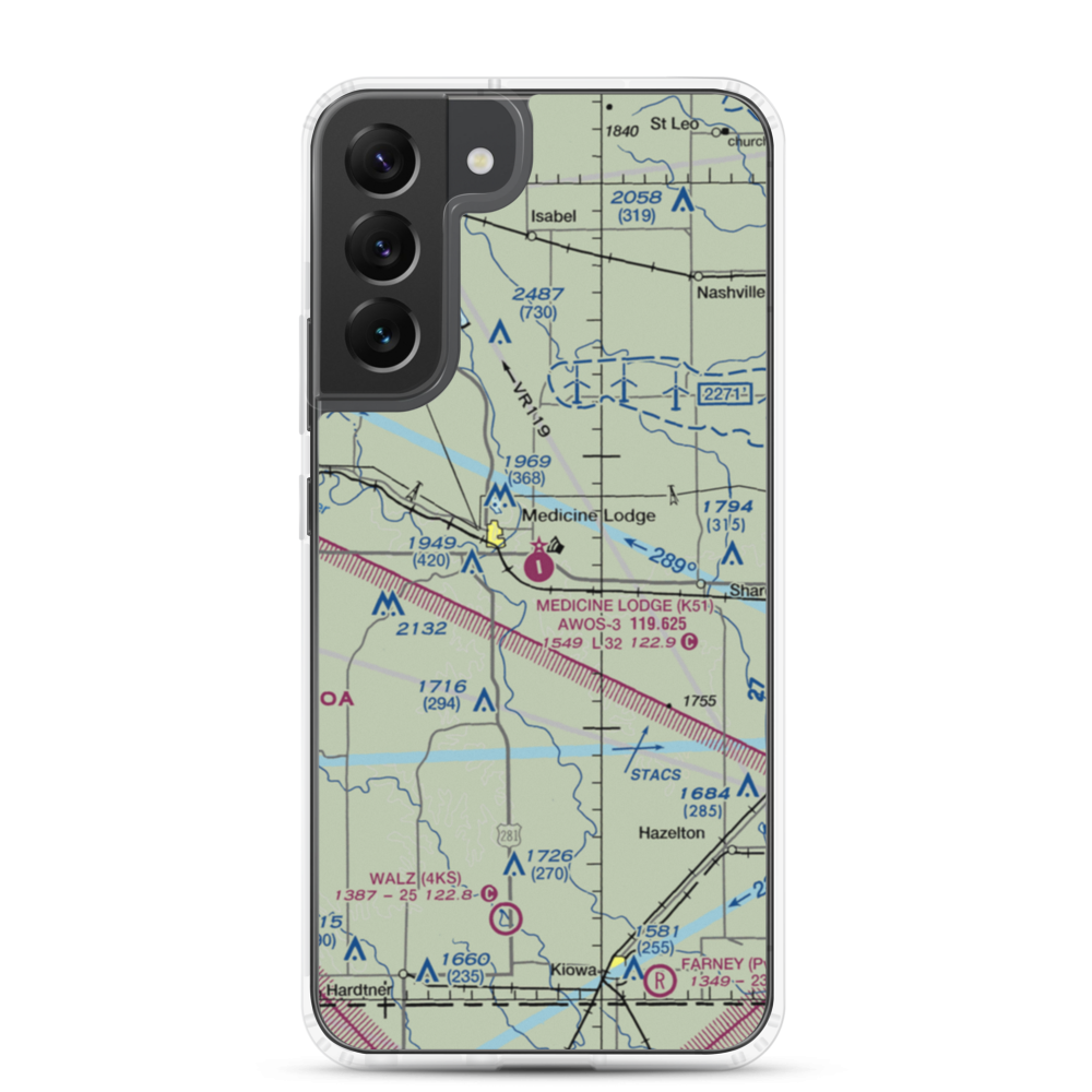Medicine Lodge Airport (K51) VFR Sectional Samsung Case Samsung Galaxy S22 Plus model shown