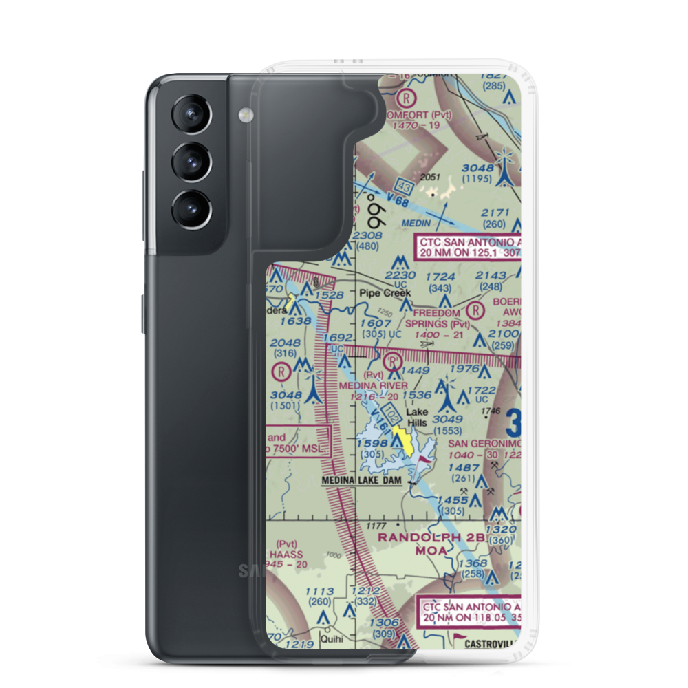 Medina River Ranch Airport (XS43) VFR Sectional Samsung Case Samsung Galaxy S21 model shown