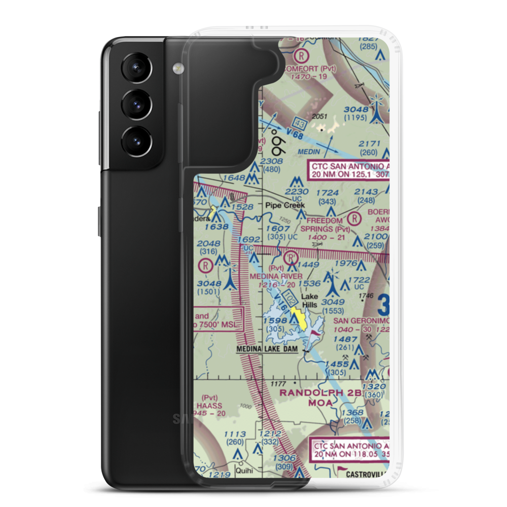 Medina River Ranch Airport (XS43) VFR Sectional Samsung Case Samsung Galaxy S21 Plus model shown