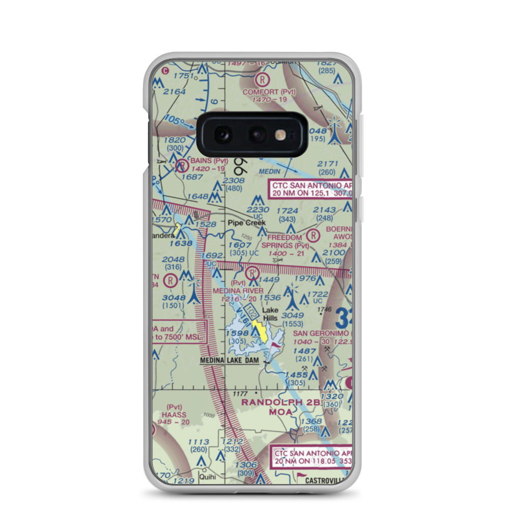 Medina River Ranch Airport (XS43) VFR Sectional Samsung Case Samsung Galaxy S10e model shown