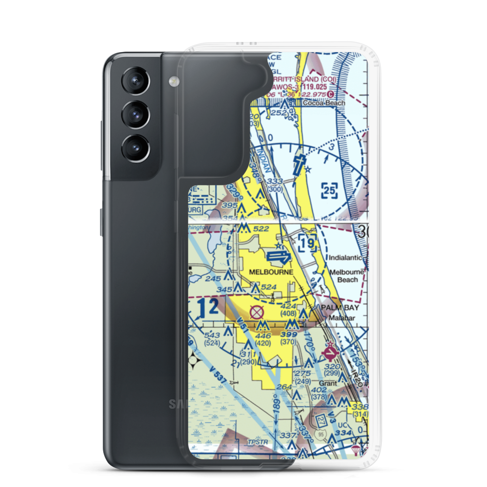 Melbourne International Airport (MLB) VFR Sectional Samsung Case Samsung Galaxy S21 model shown