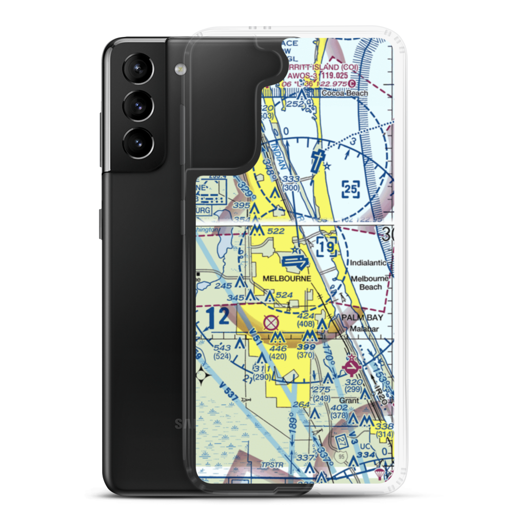 Melbourne International Airport (MLB) VFR Sectional Samsung Case Samsung Galaxy S21 Plus model shown