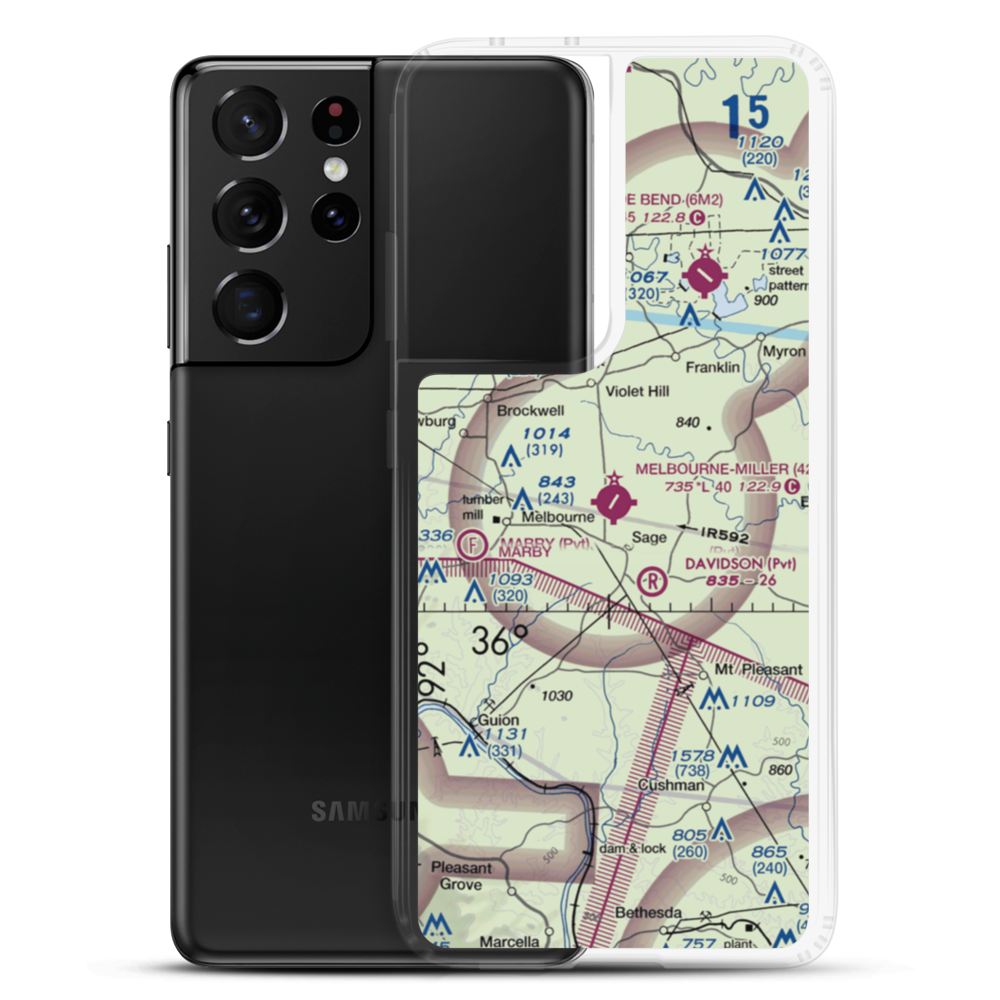 Melbourne Municipal John E Miller Field (42A) VFR Sectional Samsung Case Samsung Galaxy S21 Ultra model shown