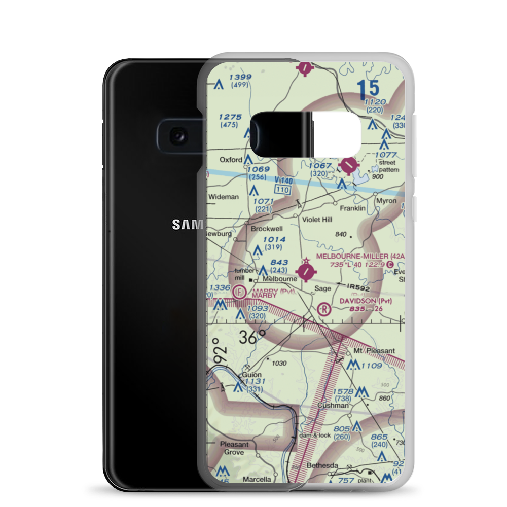 Melbourne Municipal John E Miller Field (42A) VFR Sectional Samsung Case Samsung Galaxy S10e model shown