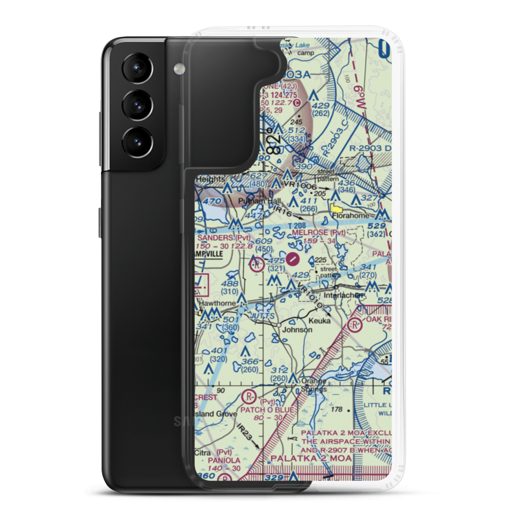Melrose Landing Airport (FD22) VFR Sectional Samsung Case Samsung Galaxy S21 Plus model shown