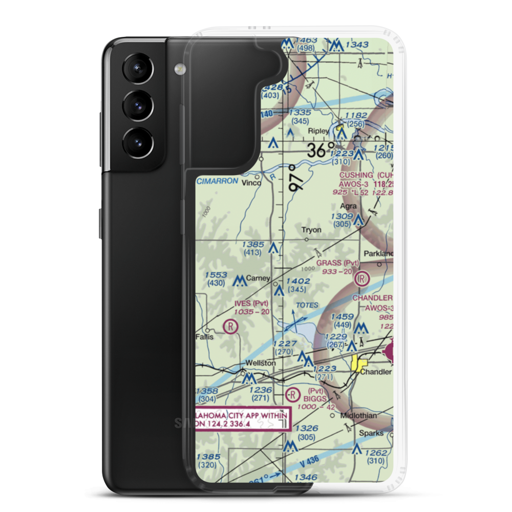 Melton Airport (US-0116) VFR Sectional Samsung Case Samsung Galaxy S21 Plus model shown