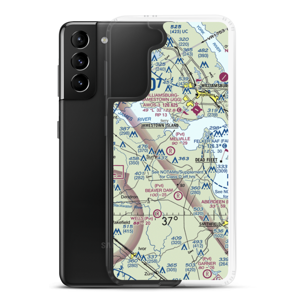 Melville Airstrip (2VA2) VFR Sectional Samsung Case Samsung Galaxy S21 Plus model shown