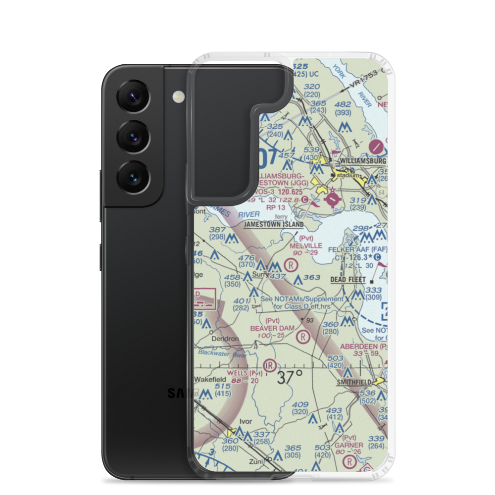 Melville Airstrip (2VA2) VFR Sectional Samsung Case Samsung Galaxy S22 model shown