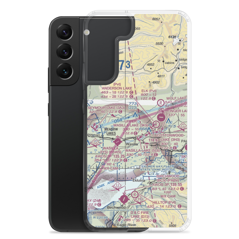 Memory Lake Airport (5AK8) VFR Sectional Samsung Case Samsung Galaxy S22 Plus model shown