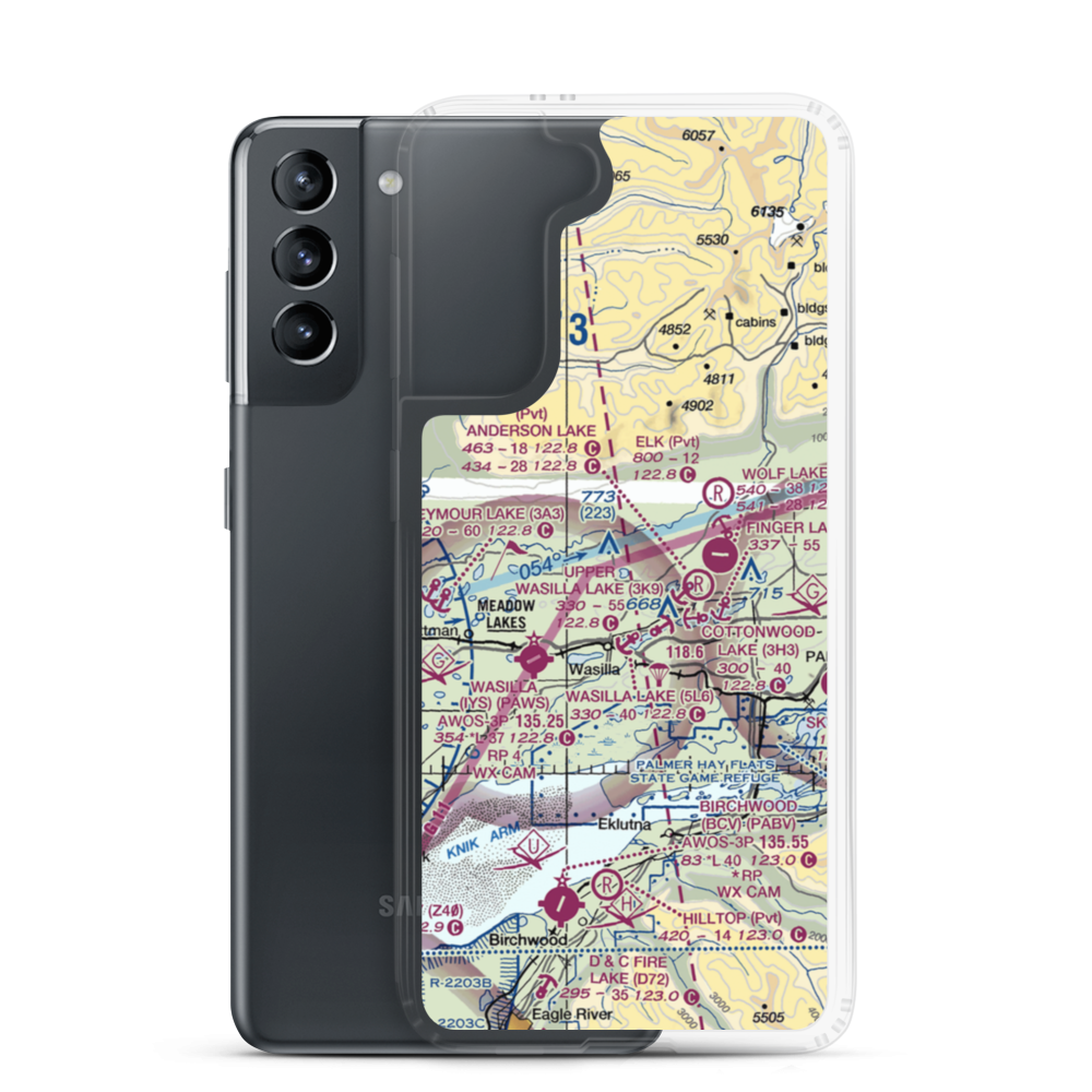 Memory Lake Seaplane Base (69AK) VFR Sectional Samsung Case Samsung Galaxy S21 model shown