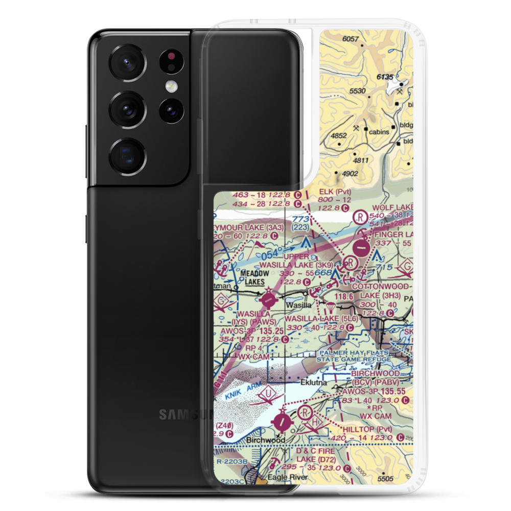 Memory Lake Seaplane Base (69AK) VFR Sectional Samsung Case Samsung Galaxy S21 Ultra model shown