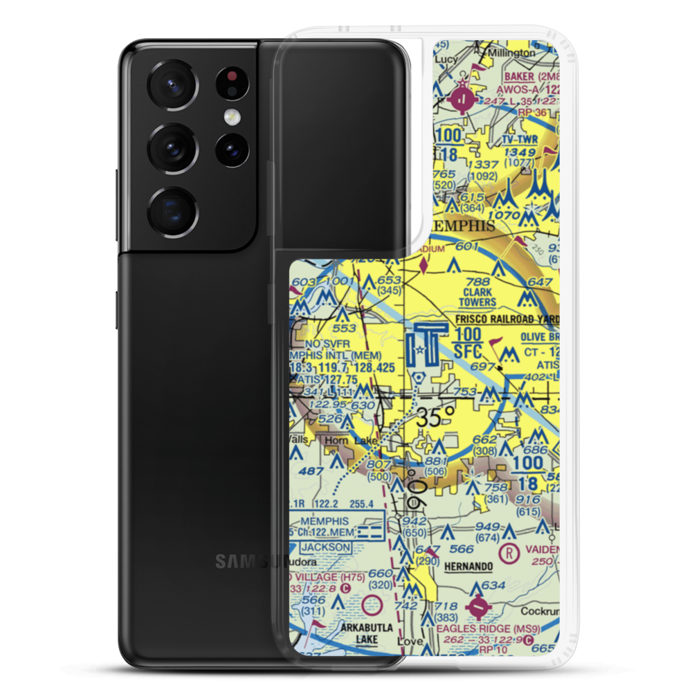 Memphis International Airport (MEM) VFR Sectional Samsung Case Samsung Galaxy S21 Ultra model shown
