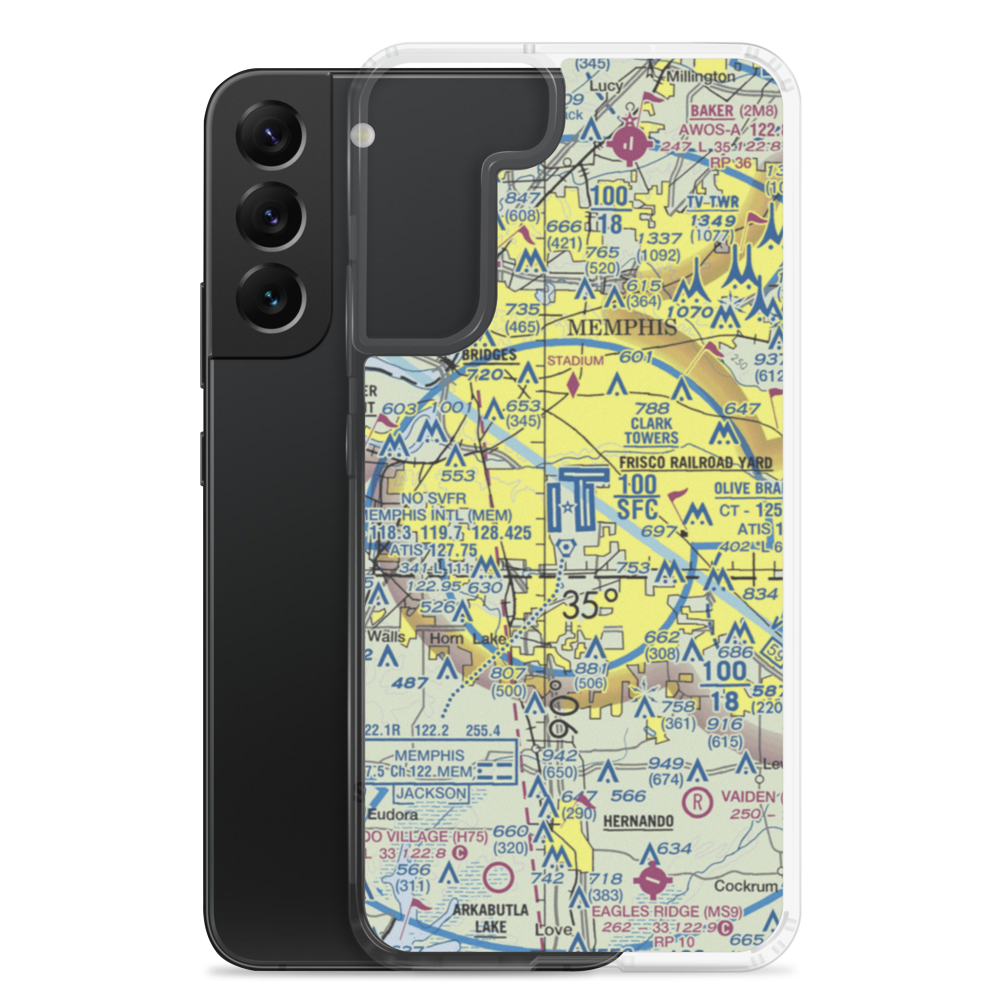 Memphis International Airport (MEM) VFR Sectional Samsung Case Samsung Galaxy S22 Plus model shown