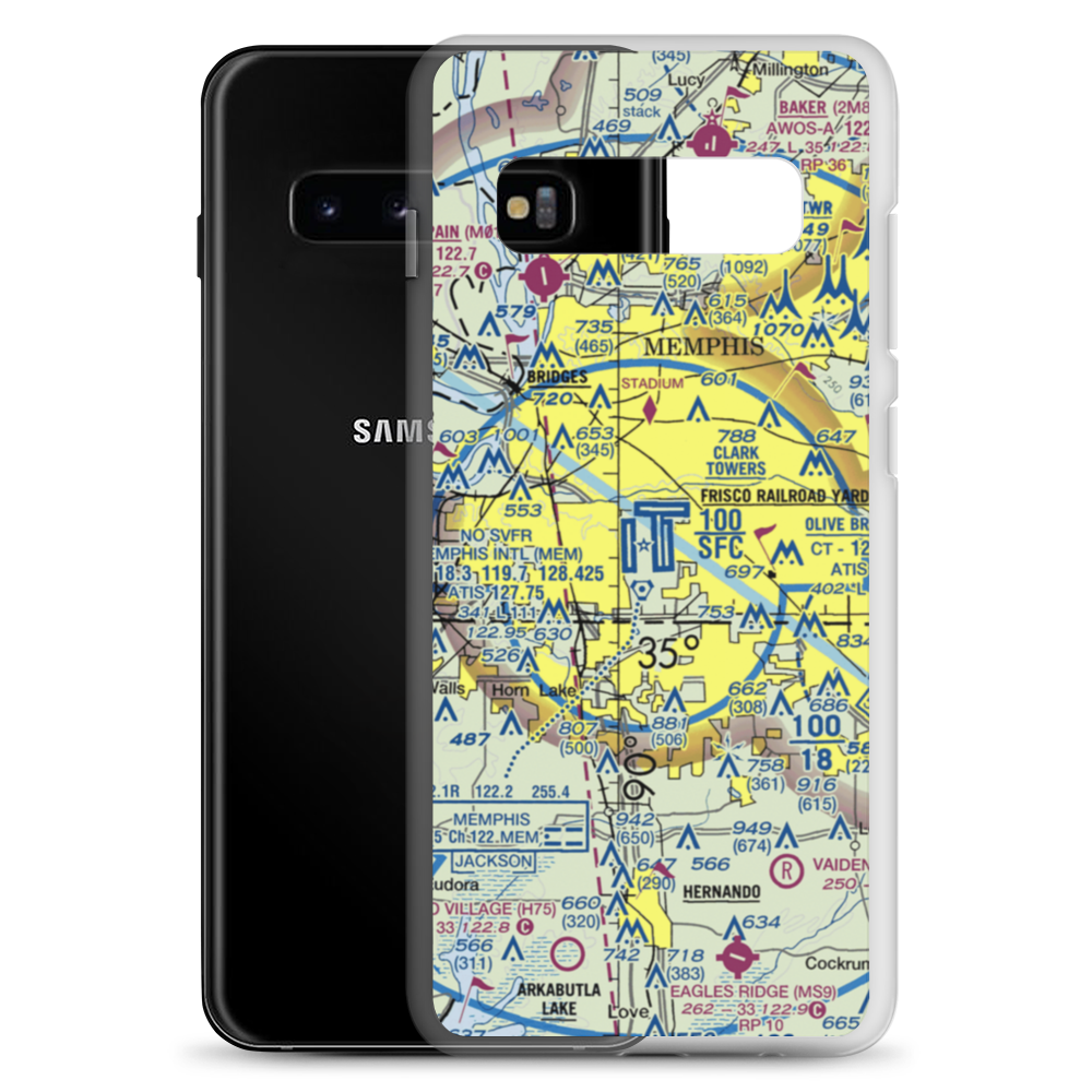Memphis International Airport (MEM) VFR Sectional Samsung Case Samsung Galaxy S10+ model shown