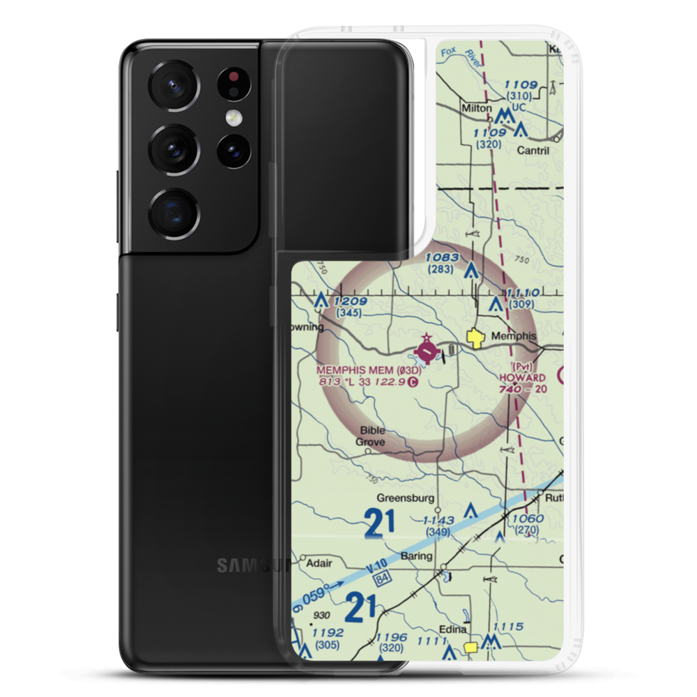 Memphis Memorial Airport (03D) VFR Sectional Samsung Case Samsung Galaxy S21 Ultra model shown