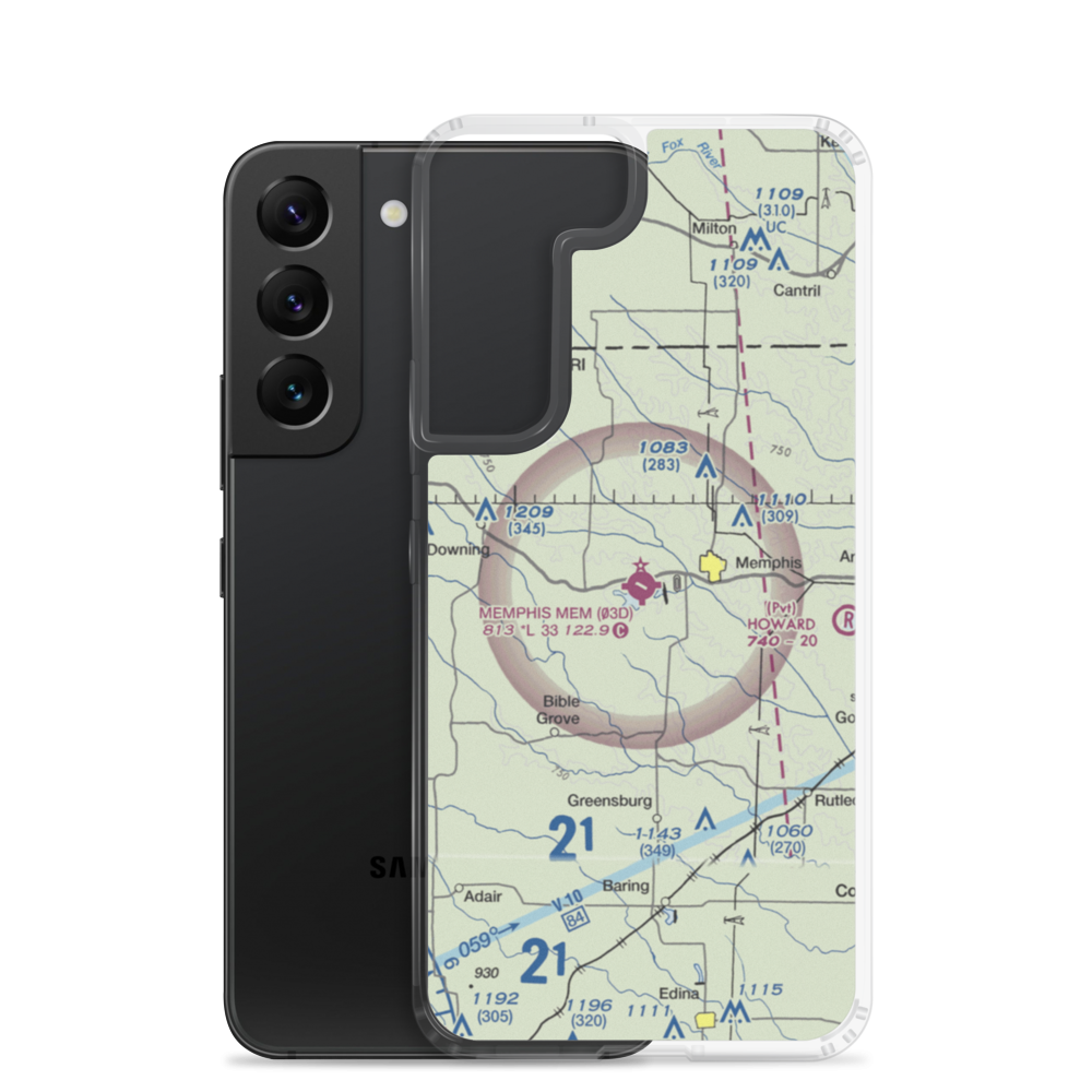 Memphis Memorial Airport (03D) VFR Sectional Samsung Case Samsung Galaxy S22 model shown