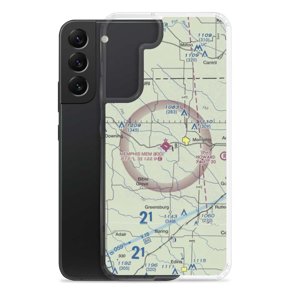 Memphis Memorial Airport (03D) VFR Sectional Samsung Case Samsung Galaxy S22 Plus model shown