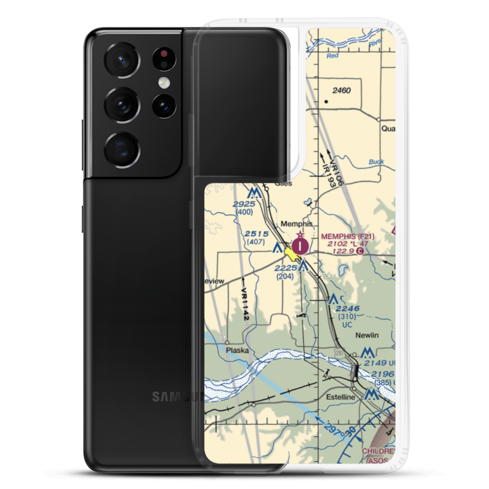 Memphis Municipal Airport (F21) VFR Sectional Samsung Case Samsung Galaxy S21 Ultra model shown