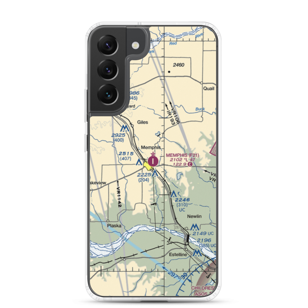 Memphis Municipal Airport (F21) VFR Sectional Samsung Case Samsung Galaxy S22 Plus model shown