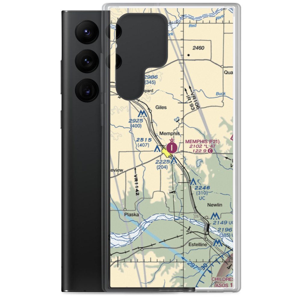 Memphis Municipal Airport (F21) VFR Sectional Samsung Case Samsung Galaxy S22 Ultra model shown