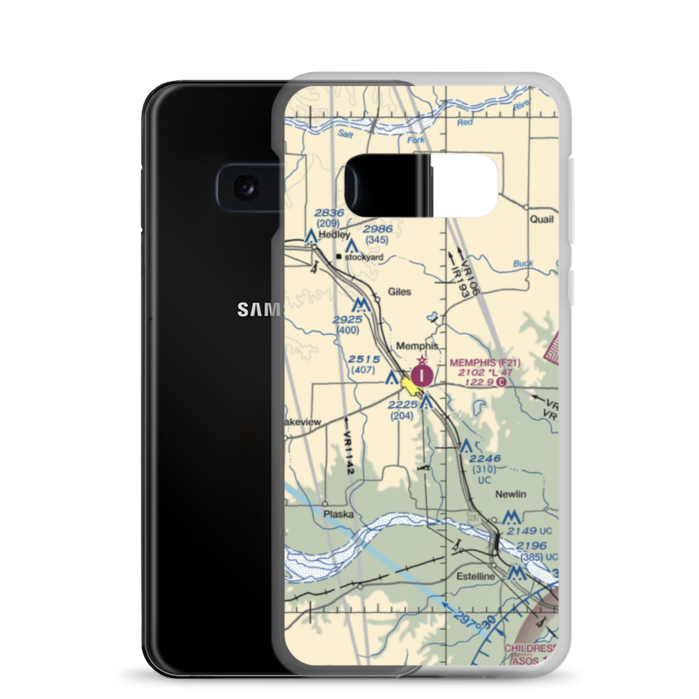 Memphis Municipal Airport (F21) VFR Sectional Samsung Case Samsung Galaxy S10e model shown