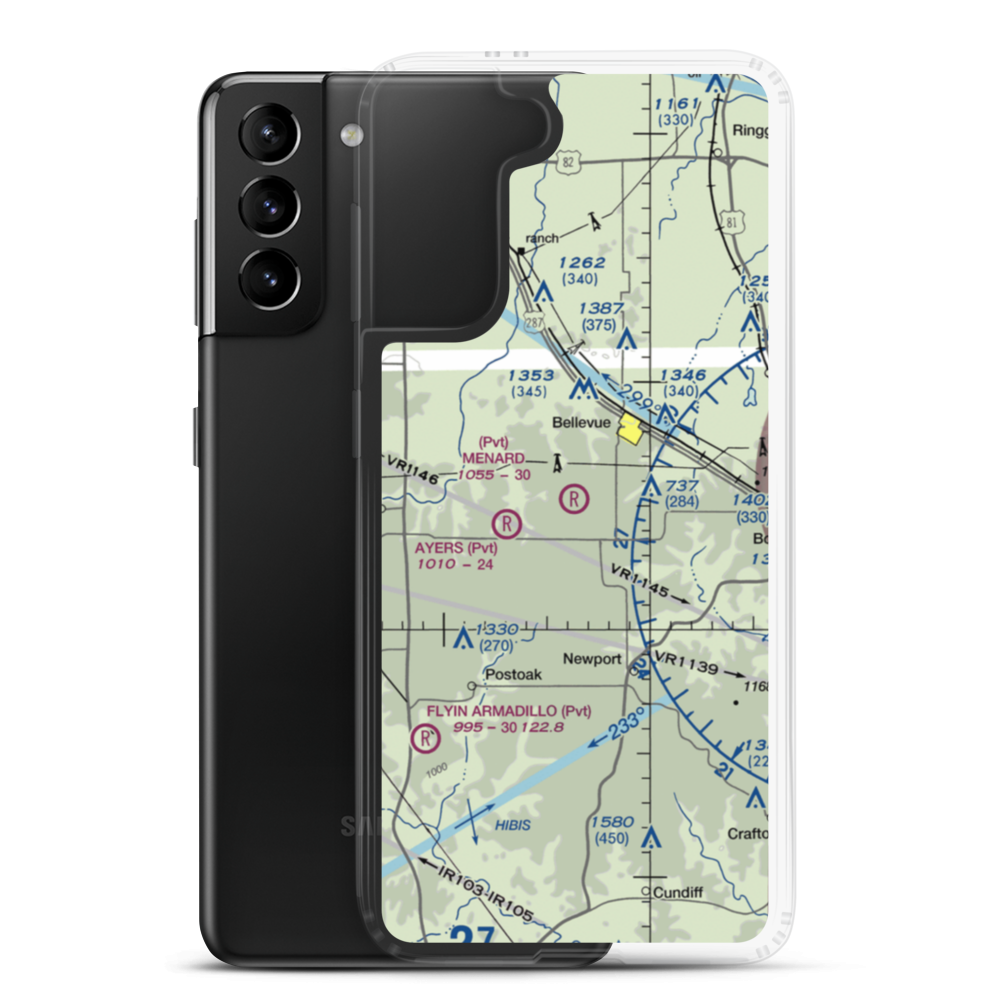 Menard Airport (XA09) VFR Sectional Samsung Case Samsung Galaxy S21 Plus model shown
