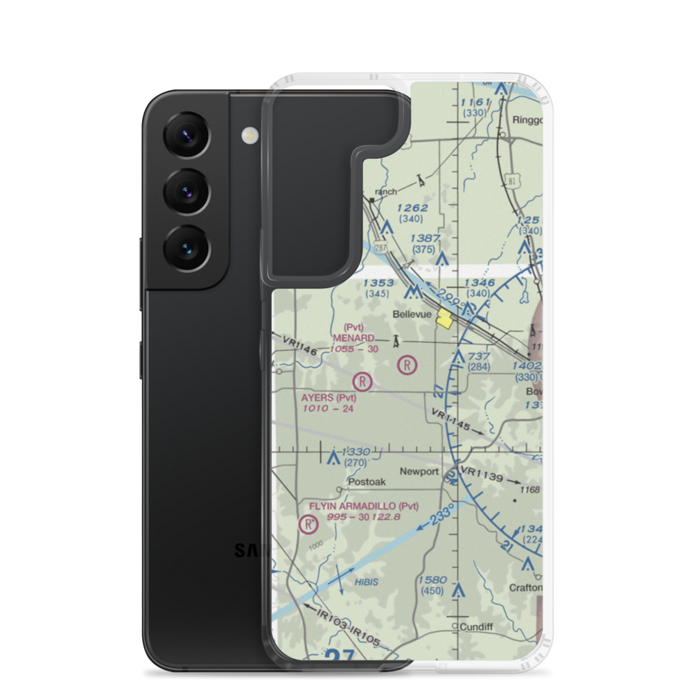 Menard Airport (XA09) VFR Sectional Samsung Case Samsung Galaxy S22 model shown