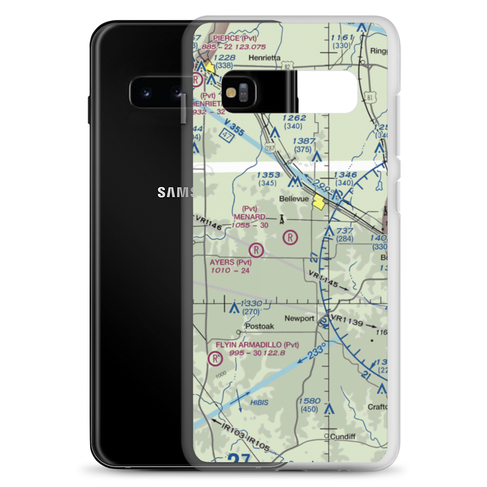 Menard Airport (XA09) VFR Sectional Samsung Case Samsung Galaxy S10+ model shown