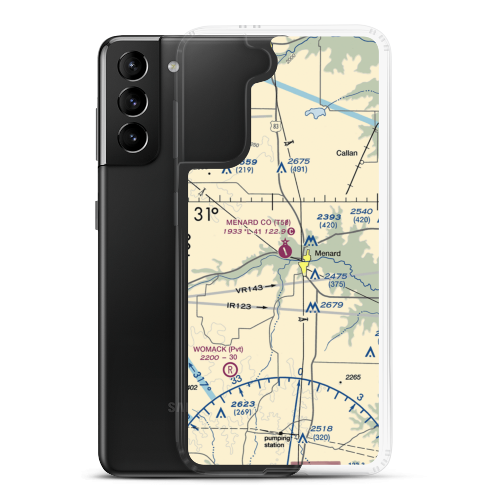 Menard County Airport (T50) VFR Sectional Samsung Case Samsung Galaxy S21 Plus model shown