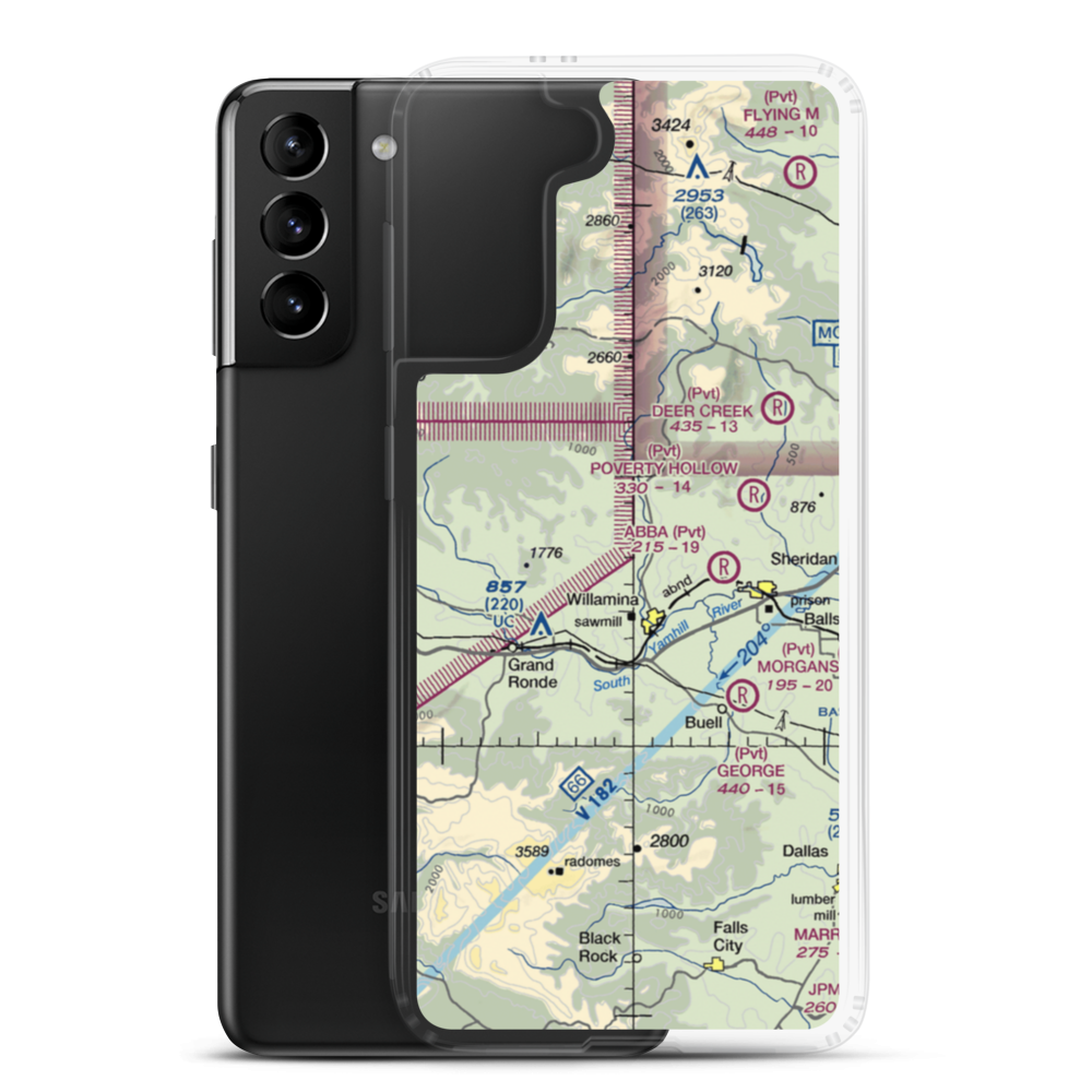 Mendenhall Airstrip (2OG5) VFR Sectional Samsung Case Samsung Galaxy S21 Plus model shown