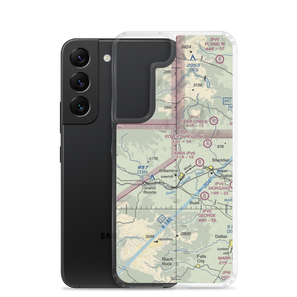 Mendenhall Airstrip (2OG5) VFR Sectional Samsung Case Samsung Galaxy S22 model shown