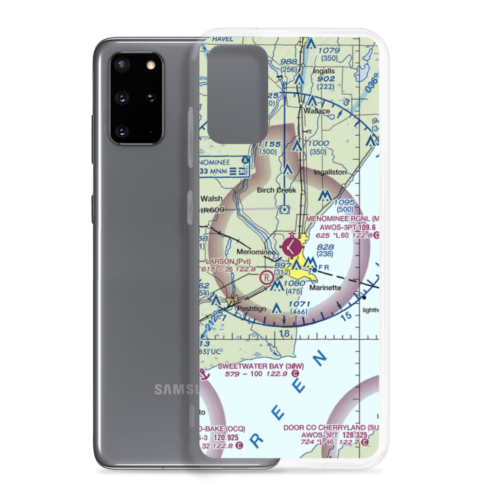 Menominee Regional Airport (MNM) VFR Sectional Samsung Case Samsung Galaxy S20 Plus model shown