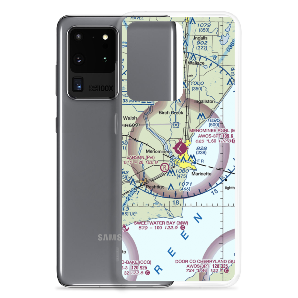 Menominee Regional Airport (MNM) VFR Sectional Samsung Case Samsung Galaxy S20 Ultra model shown