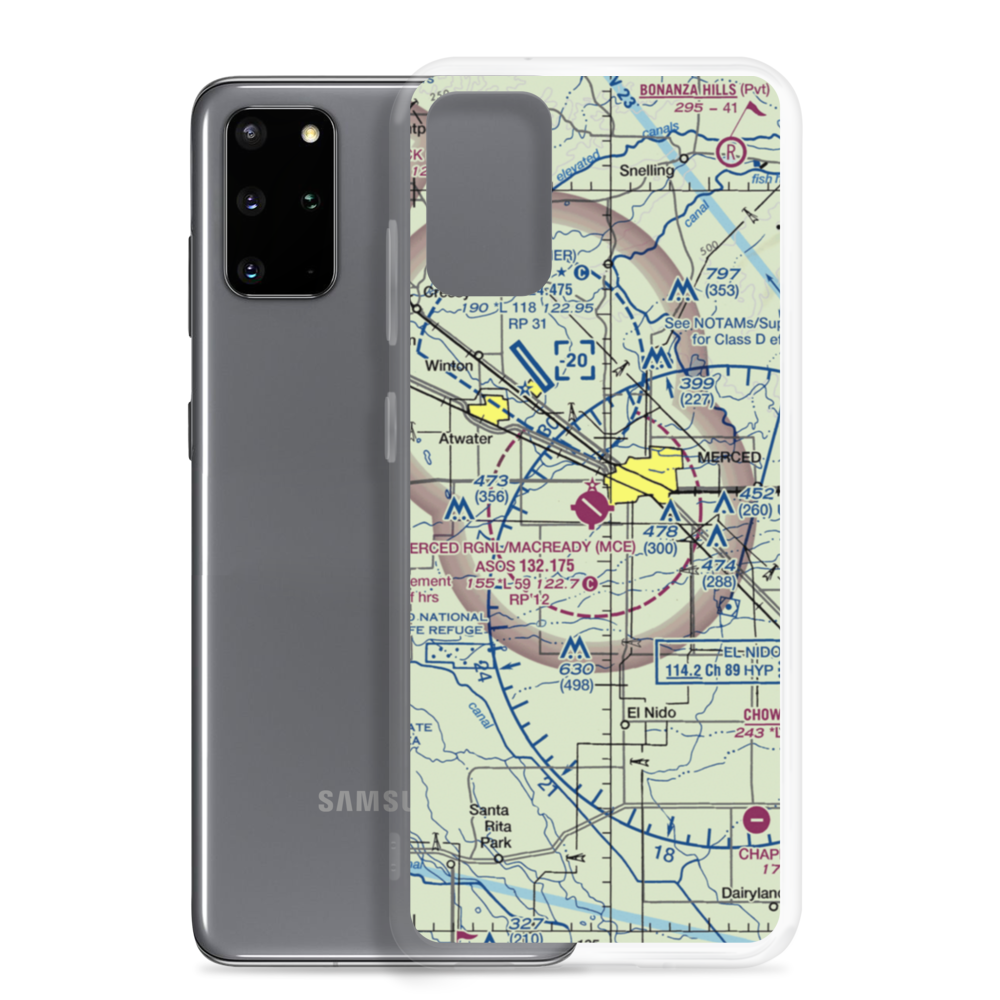Merced Regional Macready Field (MCE) VFR Sectional Samsung Case Samsung Galaxy S20 Plus model shown