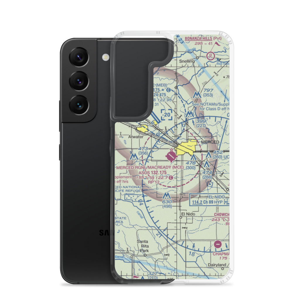 Merced Regional Macready Field (MCE) VFR Sectional Samsung Case Samsung Galaxy S22 model shown