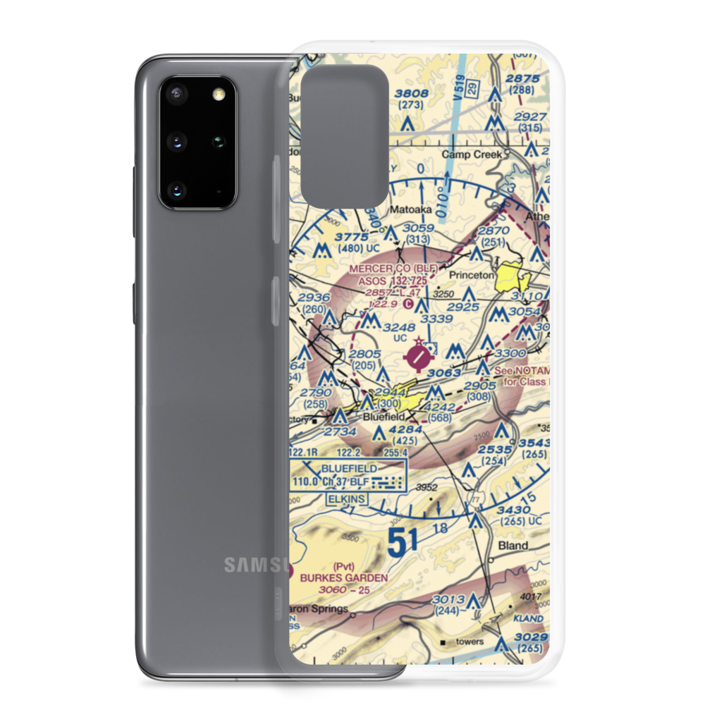 Mercer County Airport (BLF) VFR Sectional Samsung Case Samsung Galaxy S20 Plus model shown