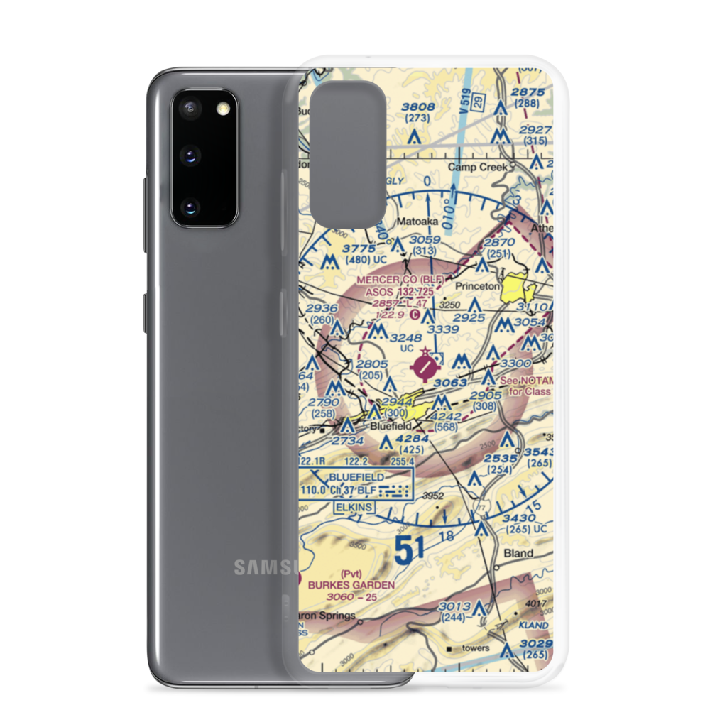 Mercer County Airport (BLF) VFR Sectional Samsung Case Samsung Galaxy S20 model shown