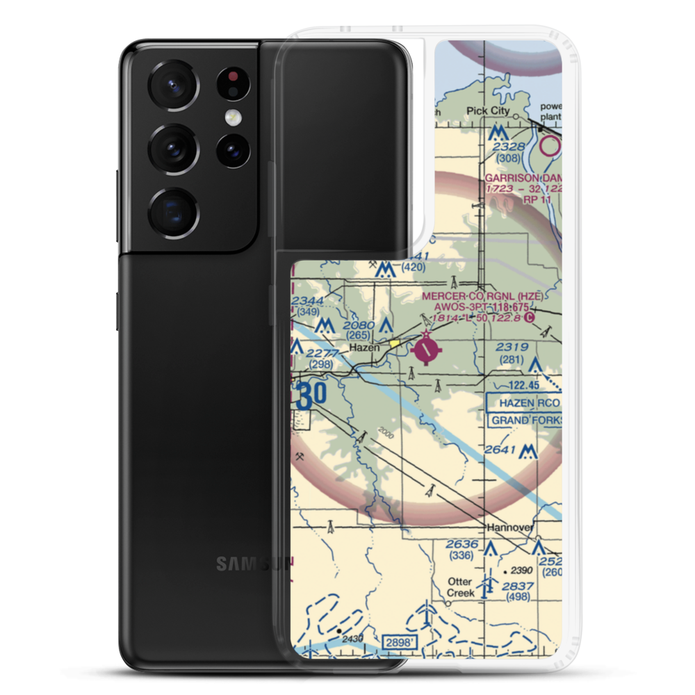 Mercer County Regional Airport (HZE) VFR Sectional Samsung Case Samsung Galaxy S21 Ultra model shown