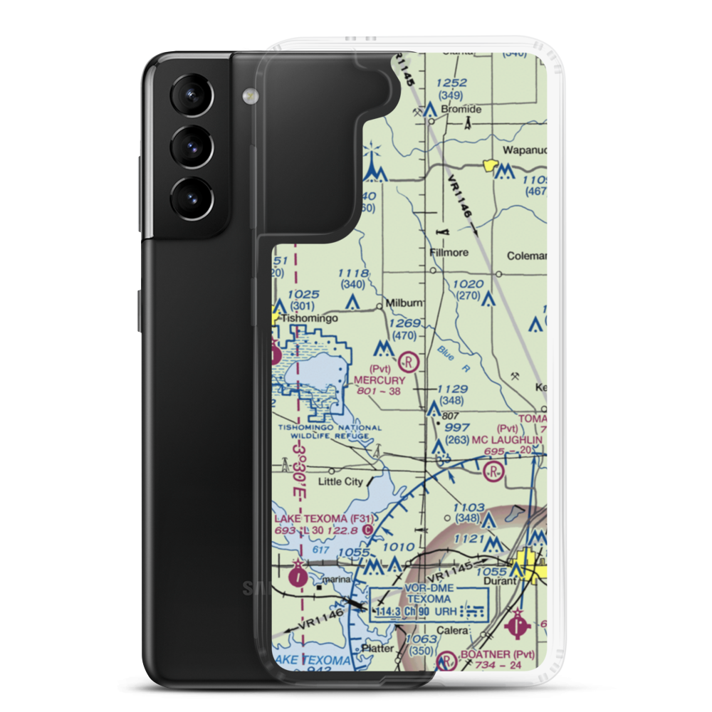 Mercury Ranch Airport (2OK1) VFR Sectional Samsung Case Samsung Galaxy S21 Plus model shown