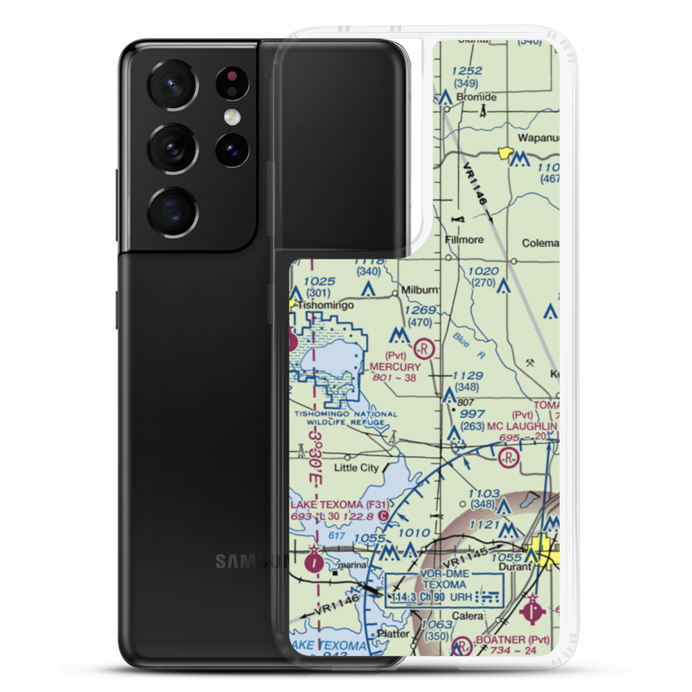 Mercury Ranch Airport (2OK1) VFR Sectional Samsung Case Samsung Galaxy S21 Ultra model shown