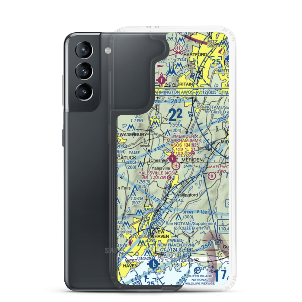 Meriden Markham Municipal Airport (MMK) VFR Sectional Samsung Case Samsung Galaxy S21 model shown