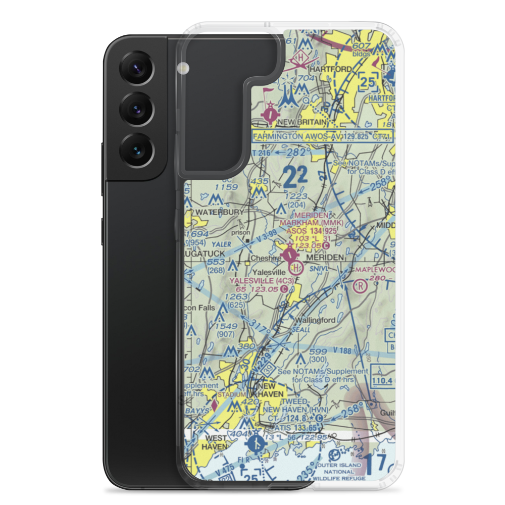 Meriden Markham Municipal Airport (MMK) VFR Sectional Samsung Case Samsung Galaxy S22 Plus model shown